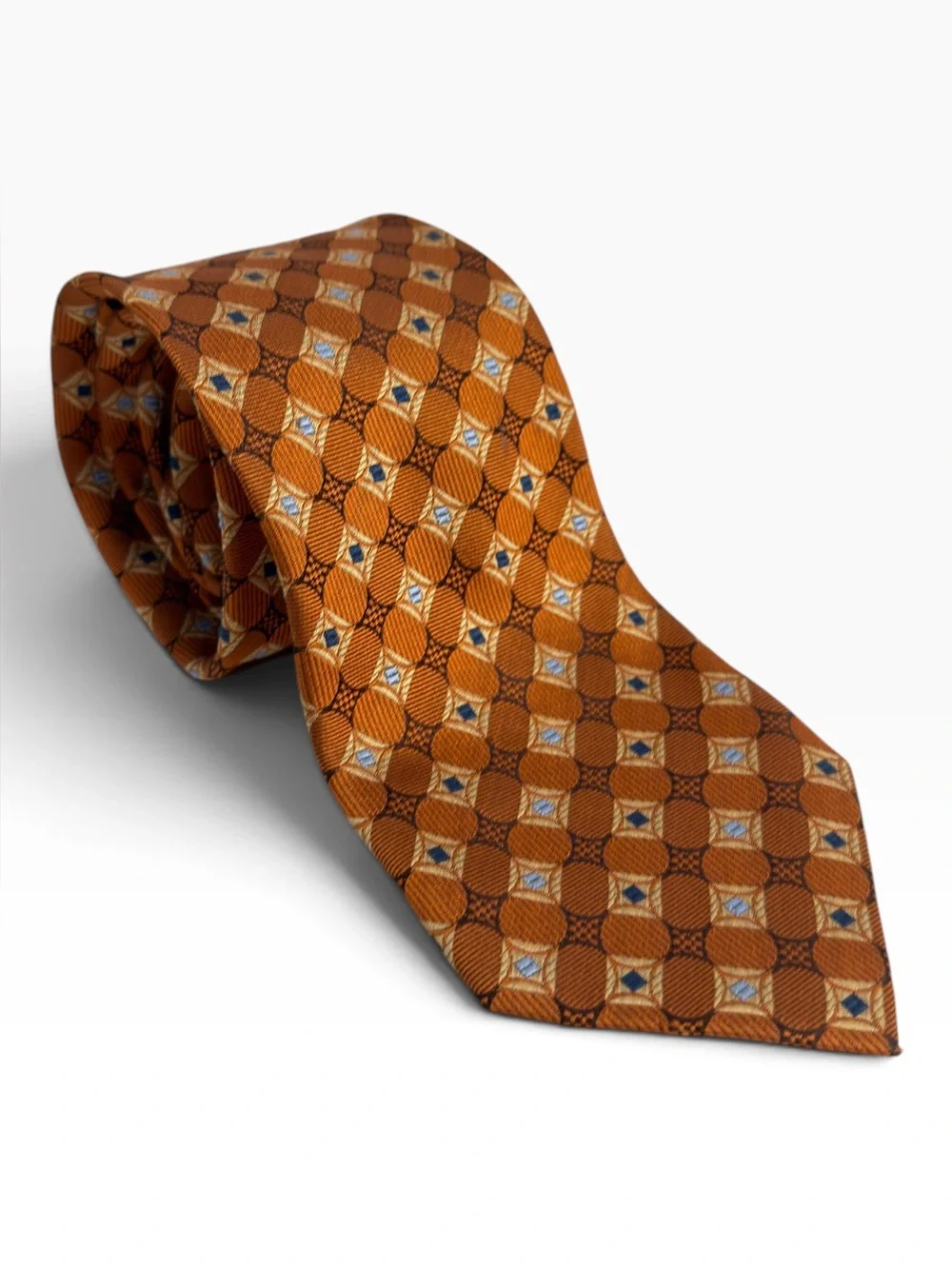Jos A Bank Executive Collection Orange Geometric Silk Mens Neck Tie Classic Luxu
